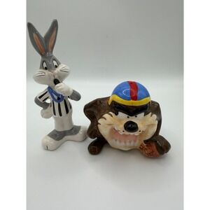 Looney Tunes Bugs Bunny & Taz Devil Warner Bros 1990s salt & pepper shakers FLAW